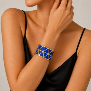 Bracelet manchette CADENCIA bleu doré