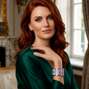Bracelet manchette CALISTA mauve argenté